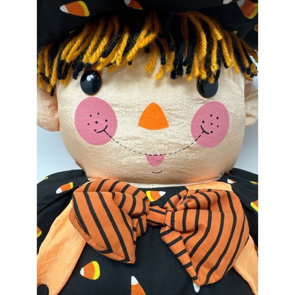 Vintage Halloween Witch Scarecrow Dan Dee Nylon Puffalump Style 26" Plush - Picture 3 of 8